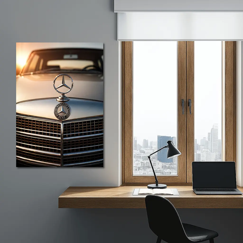 Mercedes Benz Classic Hood Star Sunset – Wall Art