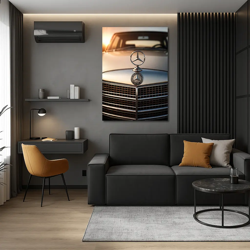 Mercedes Benz Classic Hood Star Sunset – Wall Art