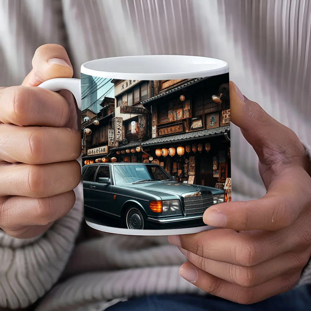 Mercedes S Class Parked Tokyo Japan Street – Mugs