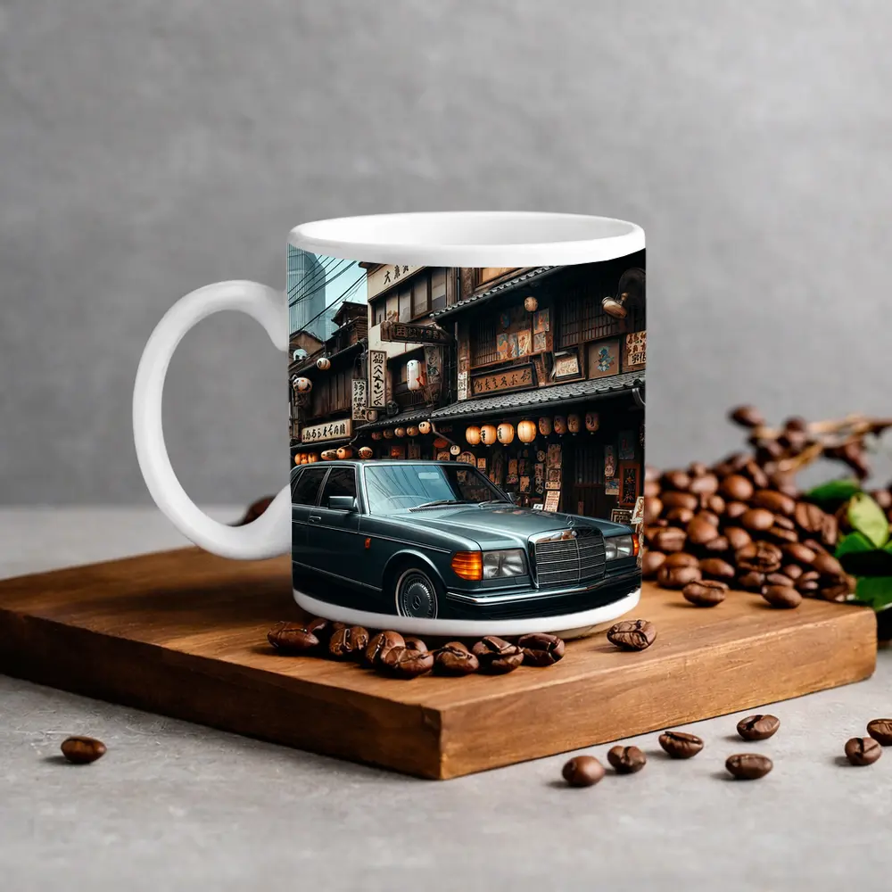 Mercedes S Class Parked Tokyo Japan Street – Mugs