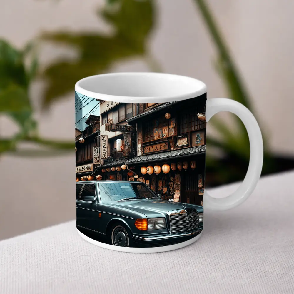 Mercedes S Class Parked Tokyo Japan Street – Mugs