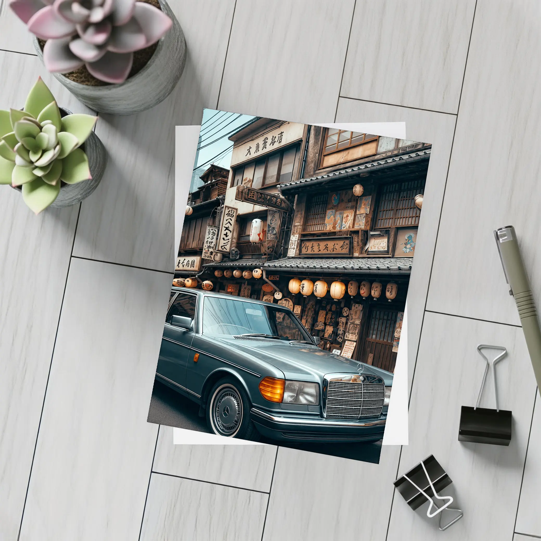 Mercedes S Class Parked Tokyo Japan Street – Postcards