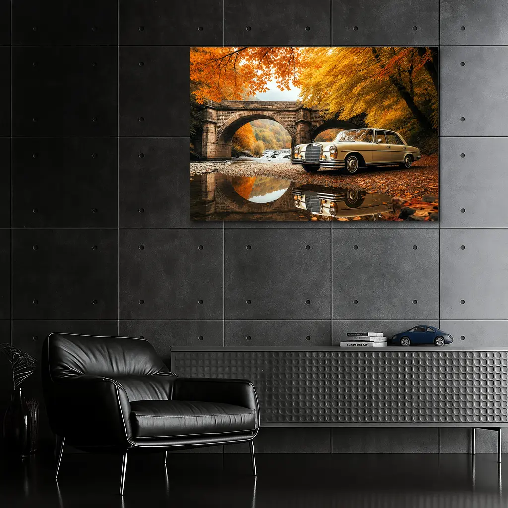 Classic Mercedes Benz S Class Autumn Bridge – Wall Art