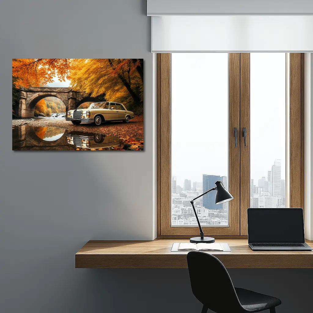 Classic Mercedes Benz S Class Autumn Bridge – Wall Art