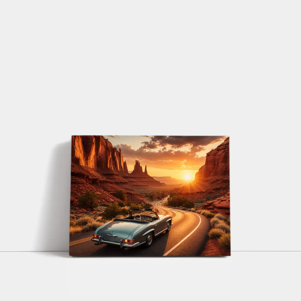 Mercedes Benz Classic Convertible Desert Canyon Sunset – Wall Art