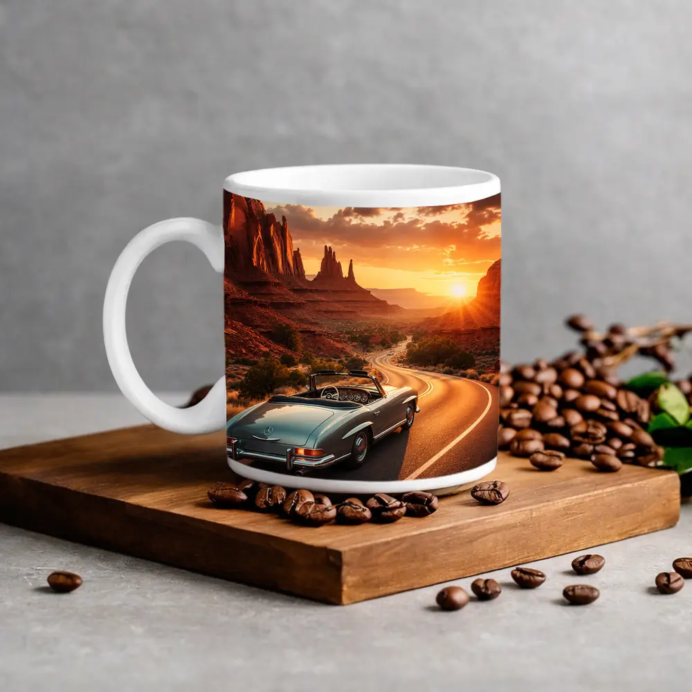 Mercedes Benz Classic Convertible Desert Canyon Sunset – Mugs