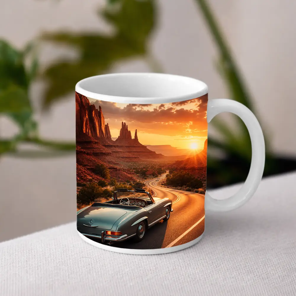 Mercedes Benz Classic Convertible Desert Canyon Sunset – Mugs