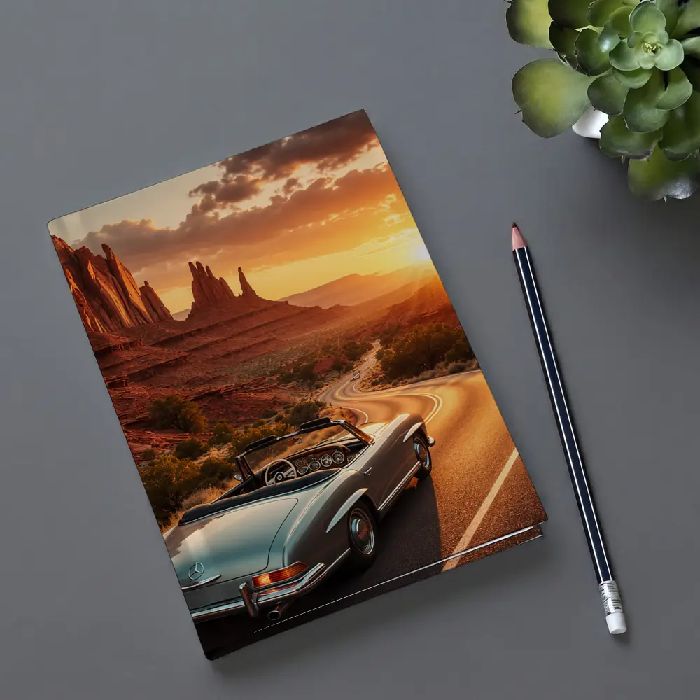 Mercedes Benz Classic Convertible Desert Canyon Sunset – Notebooks