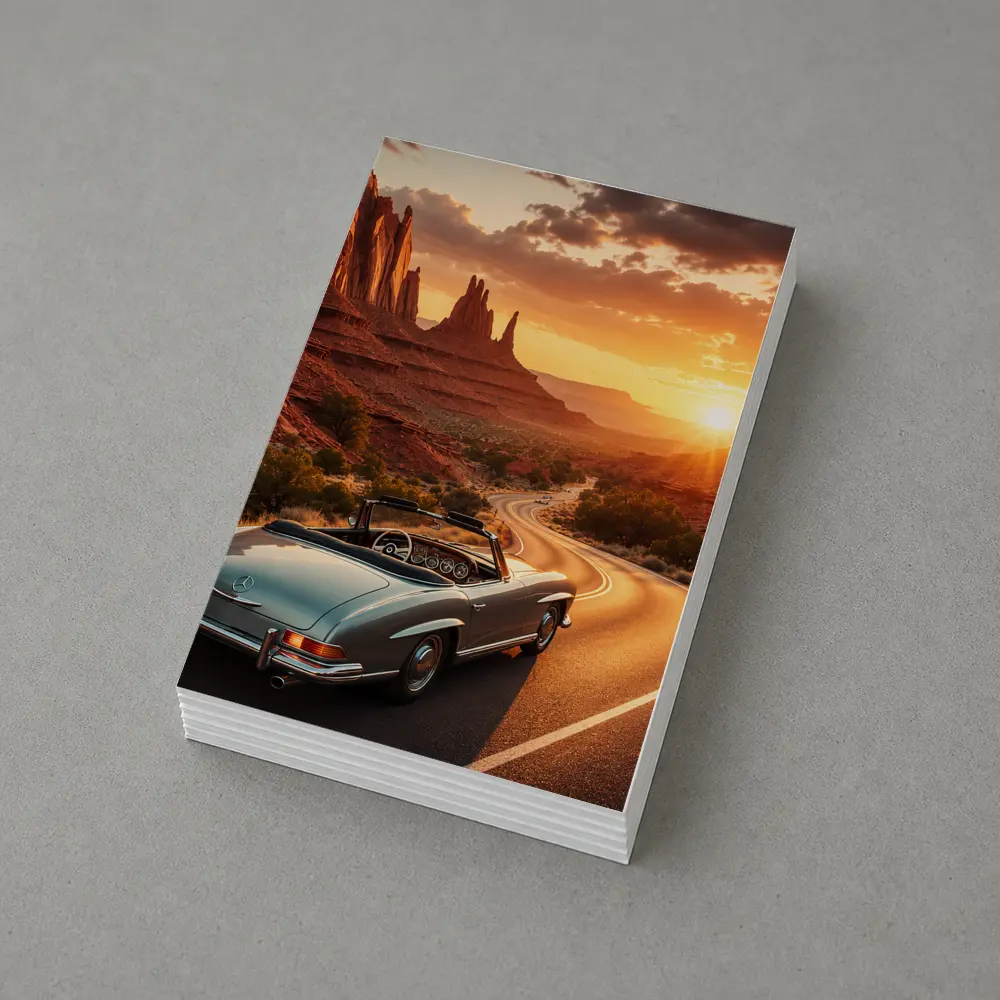 Mercedes Benz Classic Convertible Desert Canyon Sunset – Postcards