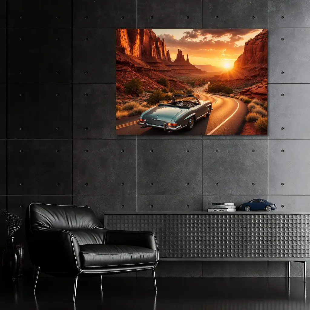 Mercedes Benz Classic Convertible Desert Canyon Sunset – Wall Art