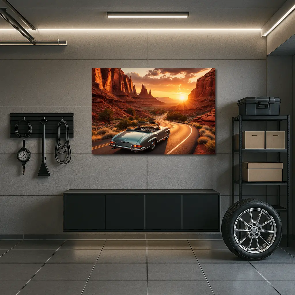 Mercedes Benz Classic Convertible Desert Canyon Sunset – Wall Art