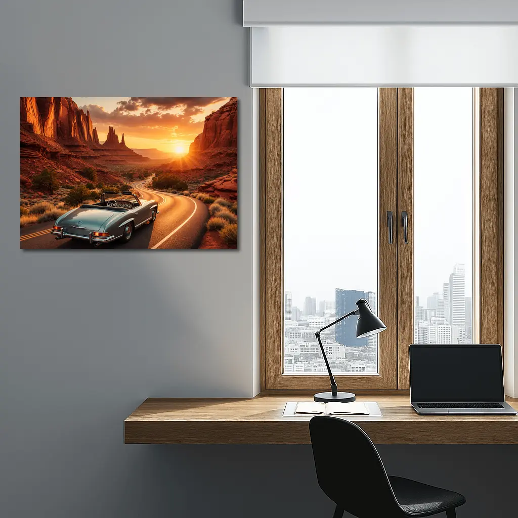 Mercedes Benz Classic Convertible Desert Canyon Sunset – Wall Art