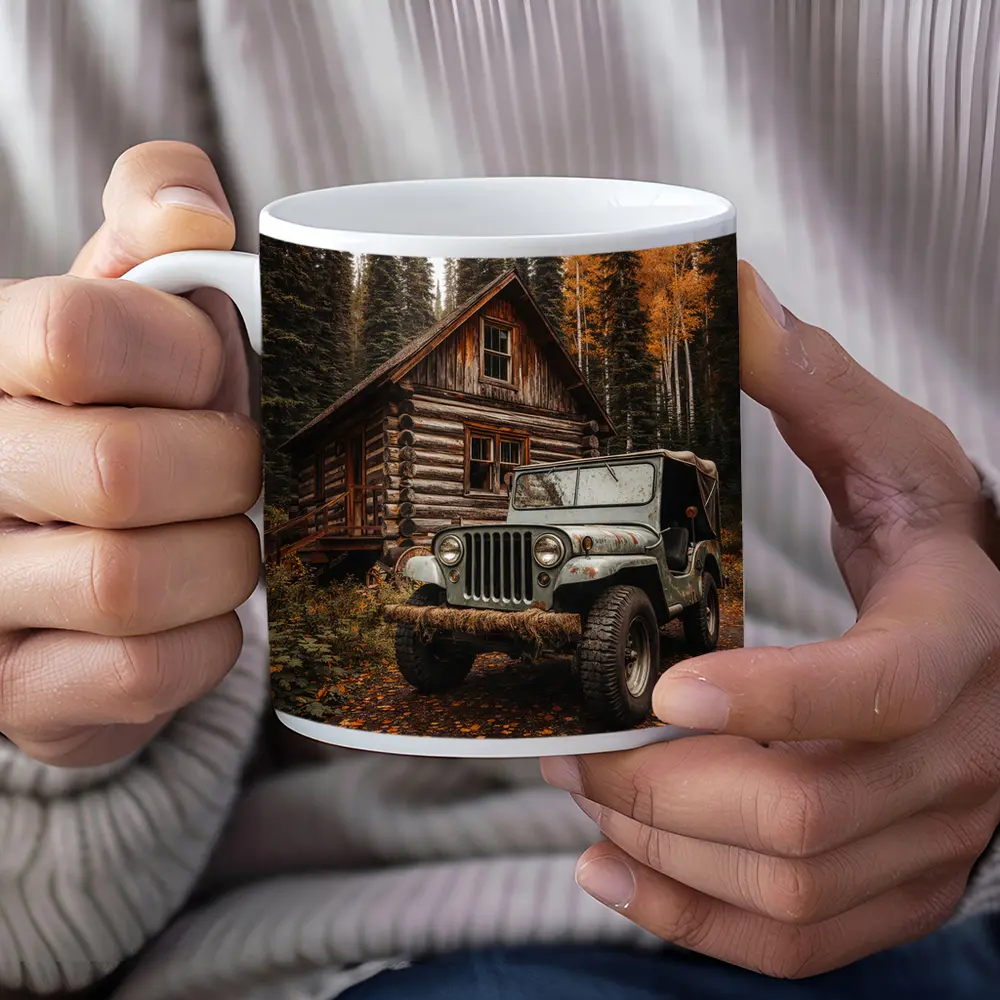 Classic Jeep CJ Log Cabin Forest – Mugs