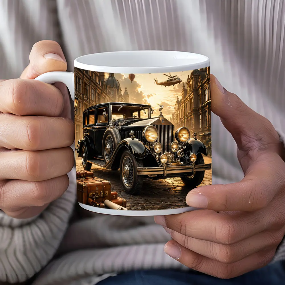 Classic Rolls Royce Vintage Street Steampunk Scene – Mugs
