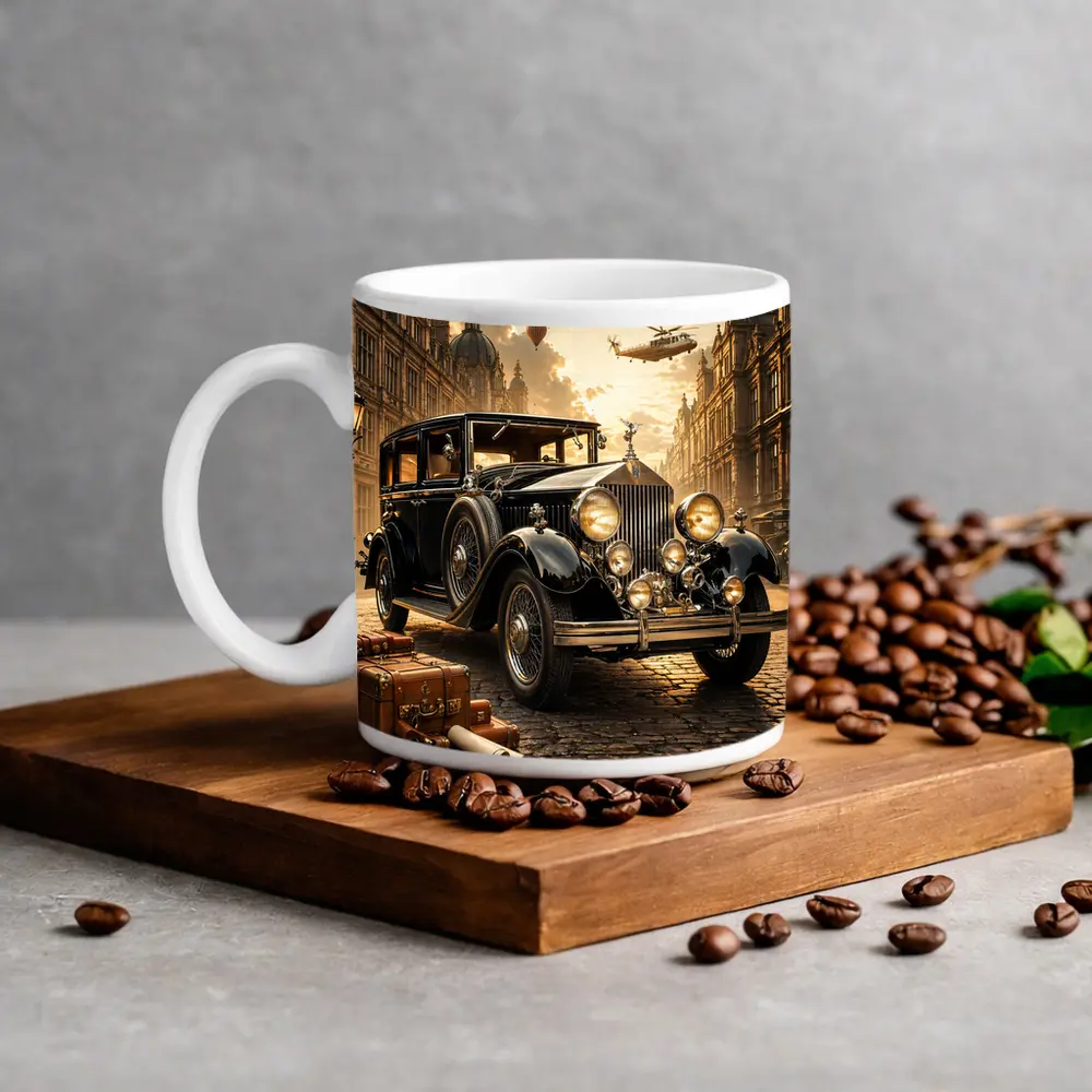 Classic Rolls Royce Vintage Street Steampunk Scene – Mugs