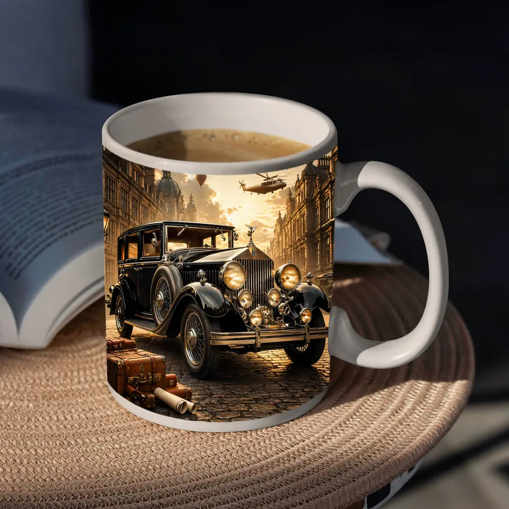 Classic Rolls Royce Vintage Street Steampunk Scene – Mugs