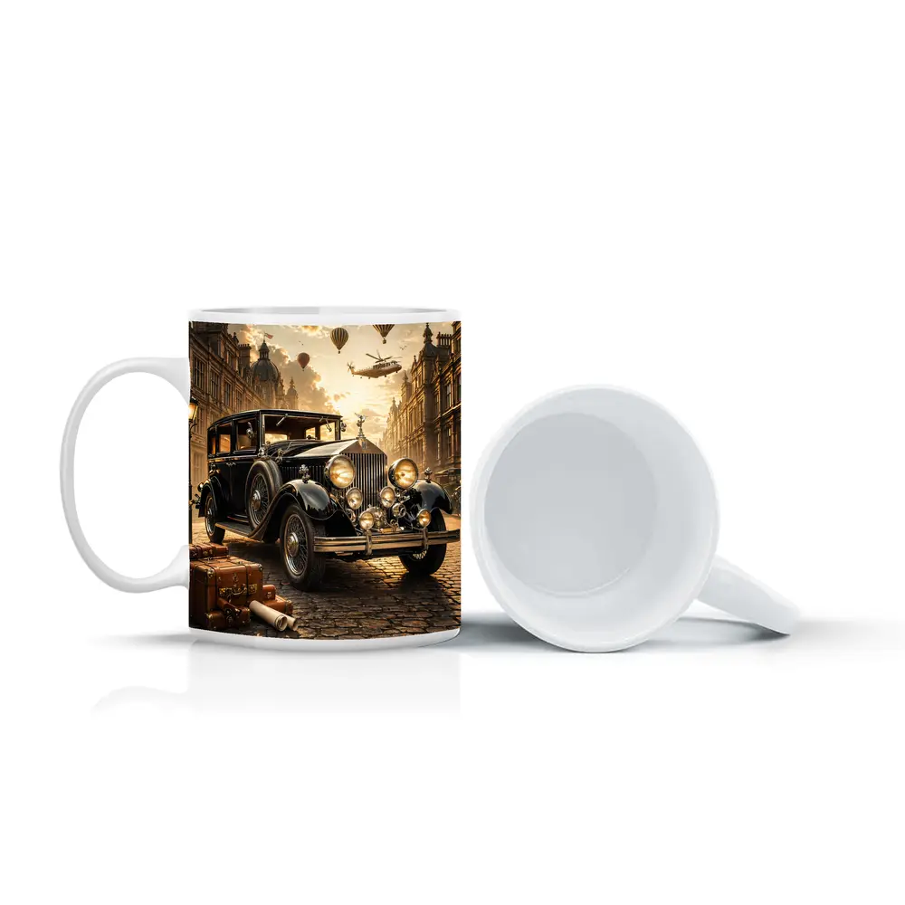 Classic Rolls Royce Vintage Street Steampunk Scene – Mugs