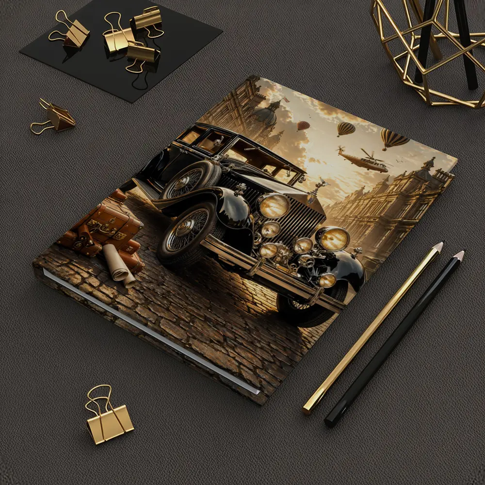Classic Rolls Royce Vintage Street Steampunk Scene – Notebooks