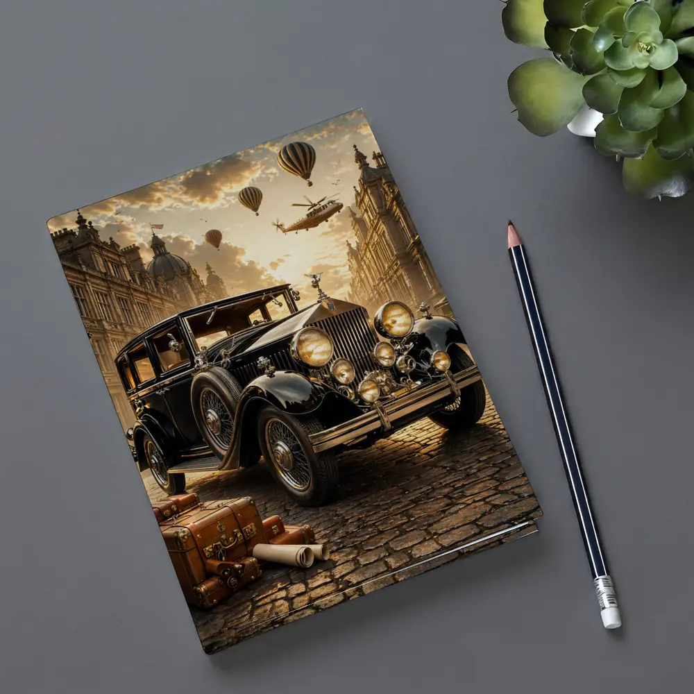 Classic Rolls Royce Vintage Street Steampunk Scene – Notebooks