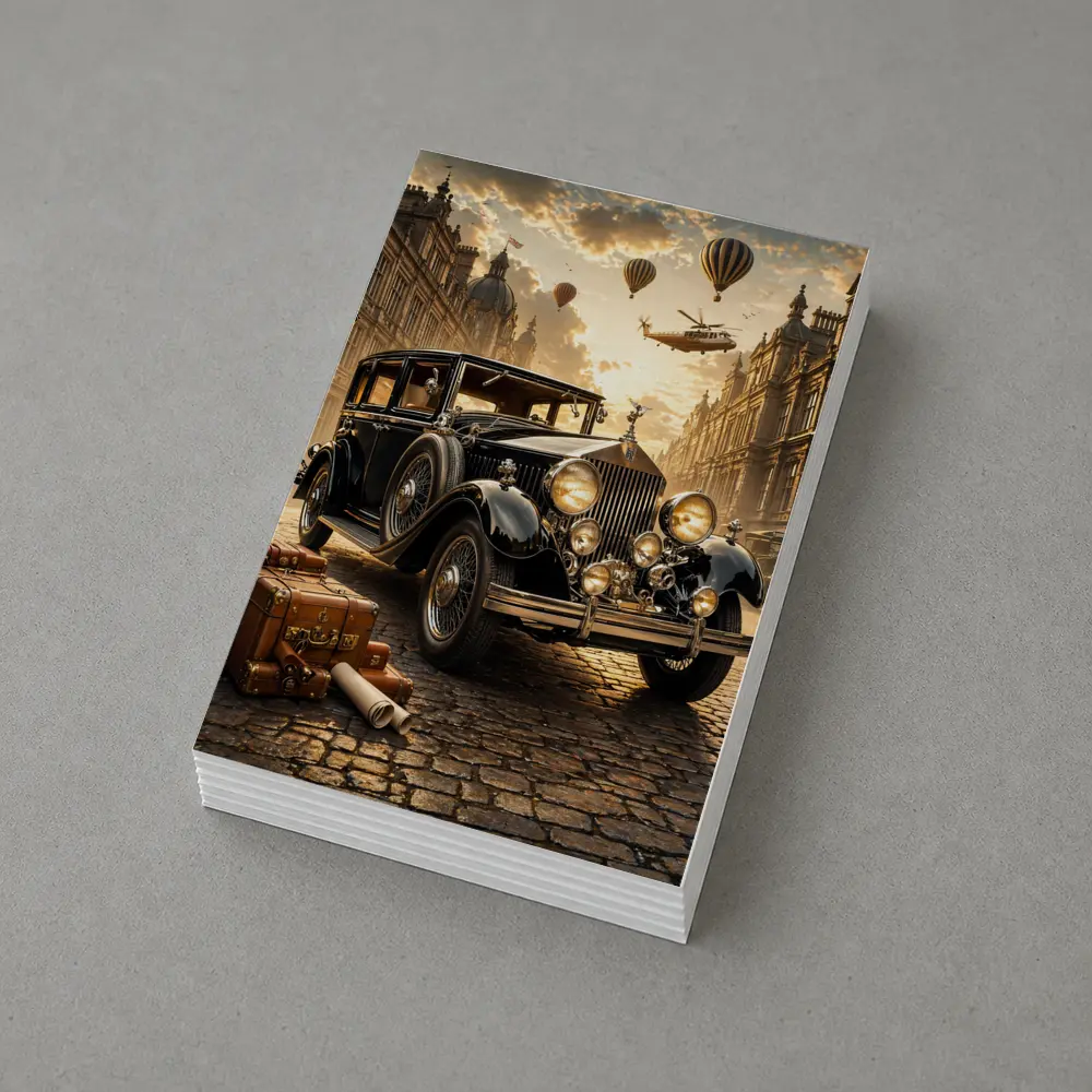 Classic Rolls Royce Vintage Street Steampunk Scene – Postcards