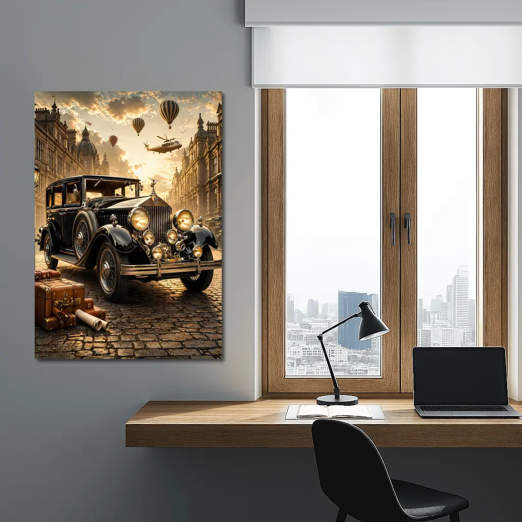 Classic Rolls Royce Vintage Street Steampunk Scene – Wall Art
