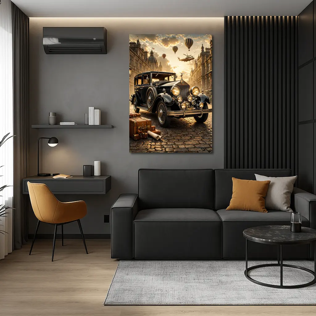 Classic Rolls Royce Vintage Street Steampunk Scene – Wall Art