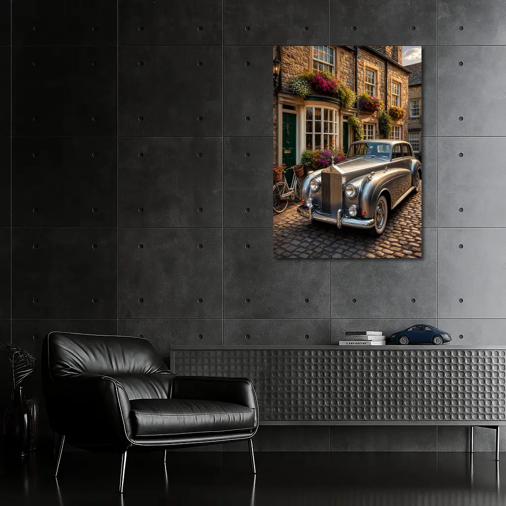 Classic Rolls Royce Silver Shadow Cobblestone Street – Wall Art
