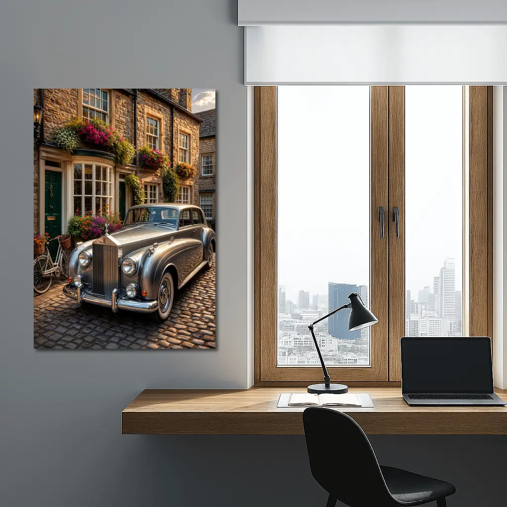 Classic Rolls Royce Silver Shadow Cobblestone Street – Wall Art