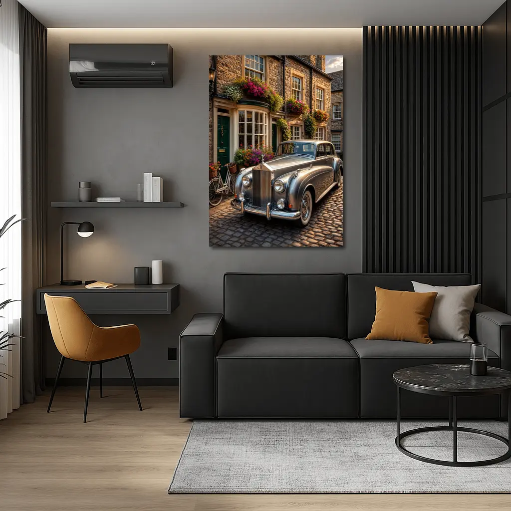 Classic Rolls Royce Silver Shadow Cobblestone Street – Wall Art