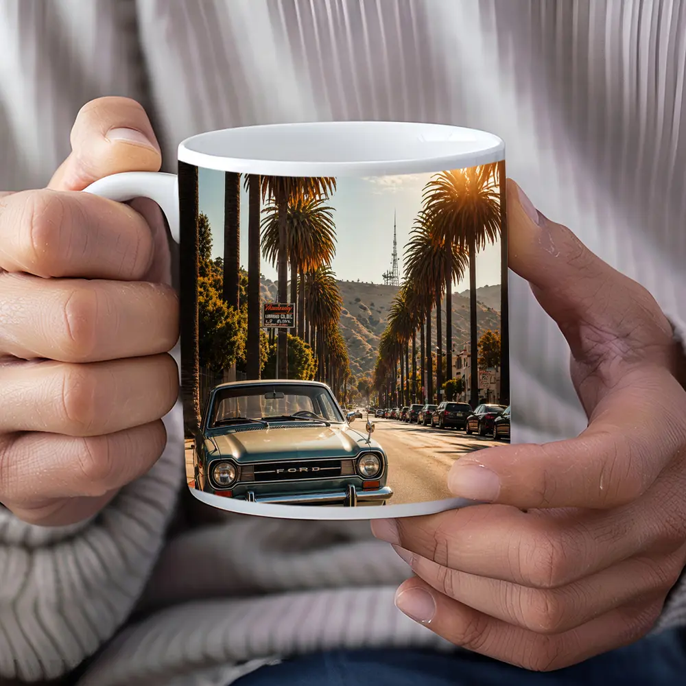 Ford Classic Car Hollywood Palm Tree Street – Mugs