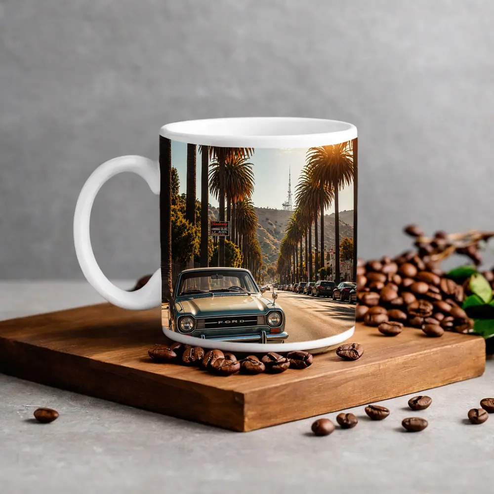 Ford Classic Car Hollywood Palm Tree Street – Mugs