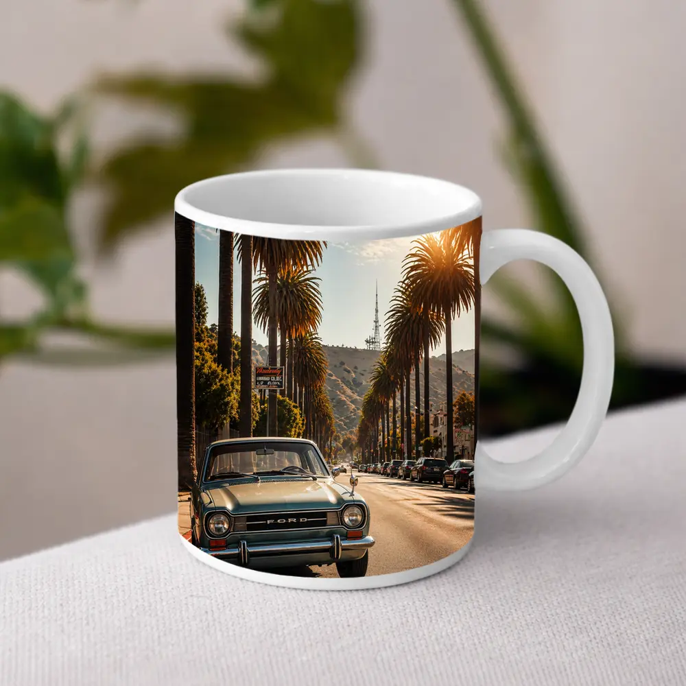 Ford Classic Car Hollywood Palm Tree Street – Mugs