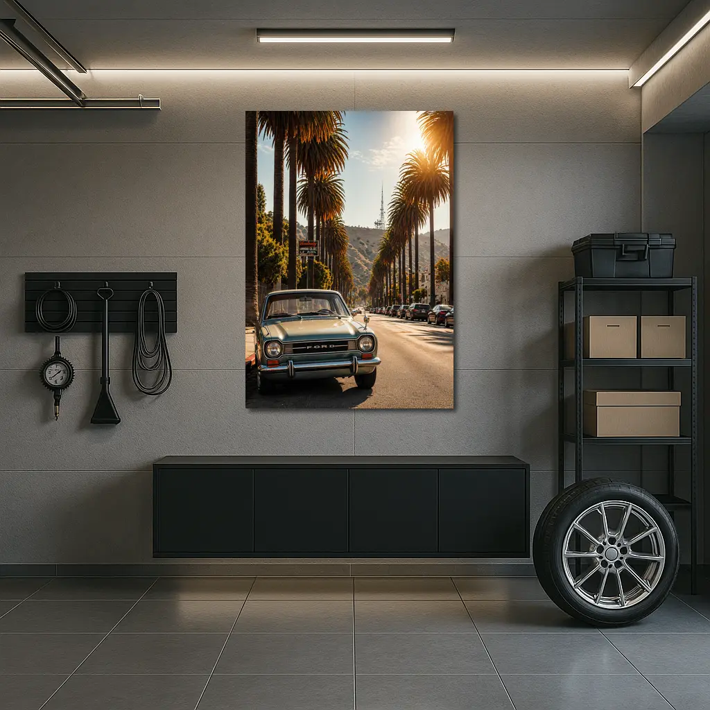 Ford Classic Car Hollywood Palm Tree Street – Wall Art