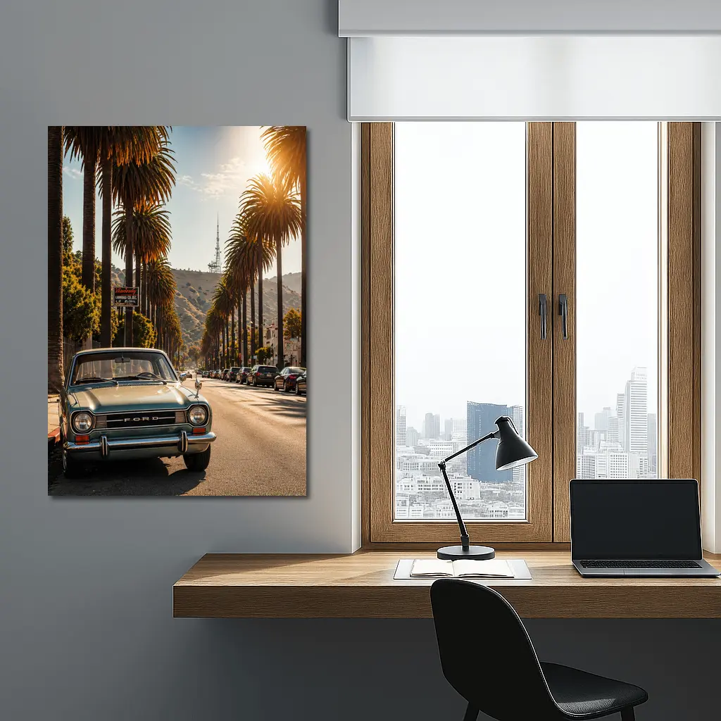 Ford Classic Car Hollywood Palm Tree Street – Wall Art