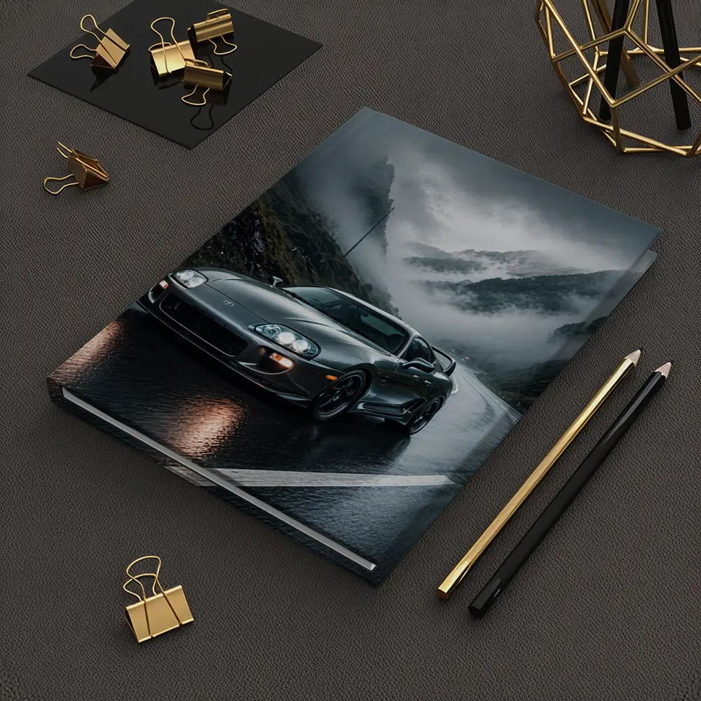 Toyota Supra on Rainy Mountain Road – Notebooks