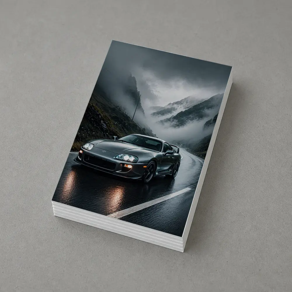 Toyota Supra on Rainy Mountain Road – Postcards
