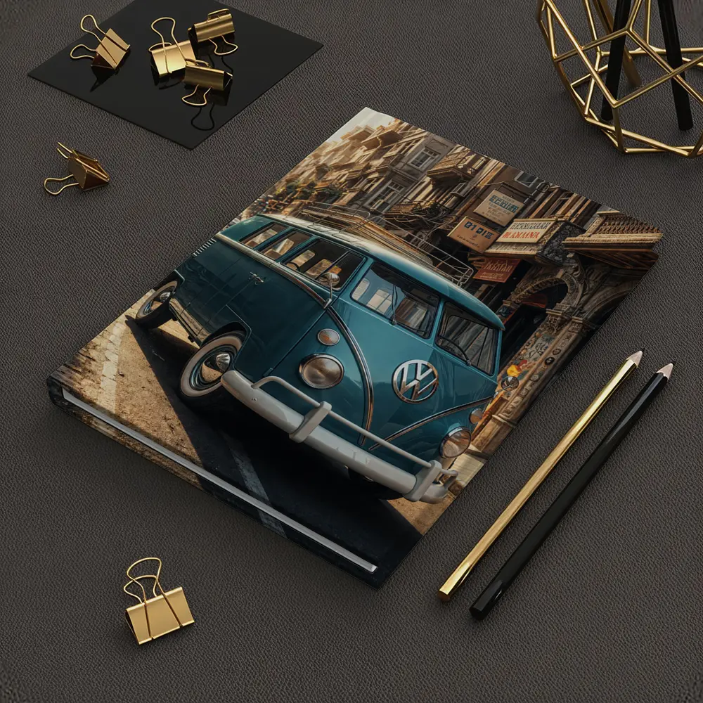 Volkswagen Beetle Bus On City Street – Notebooks