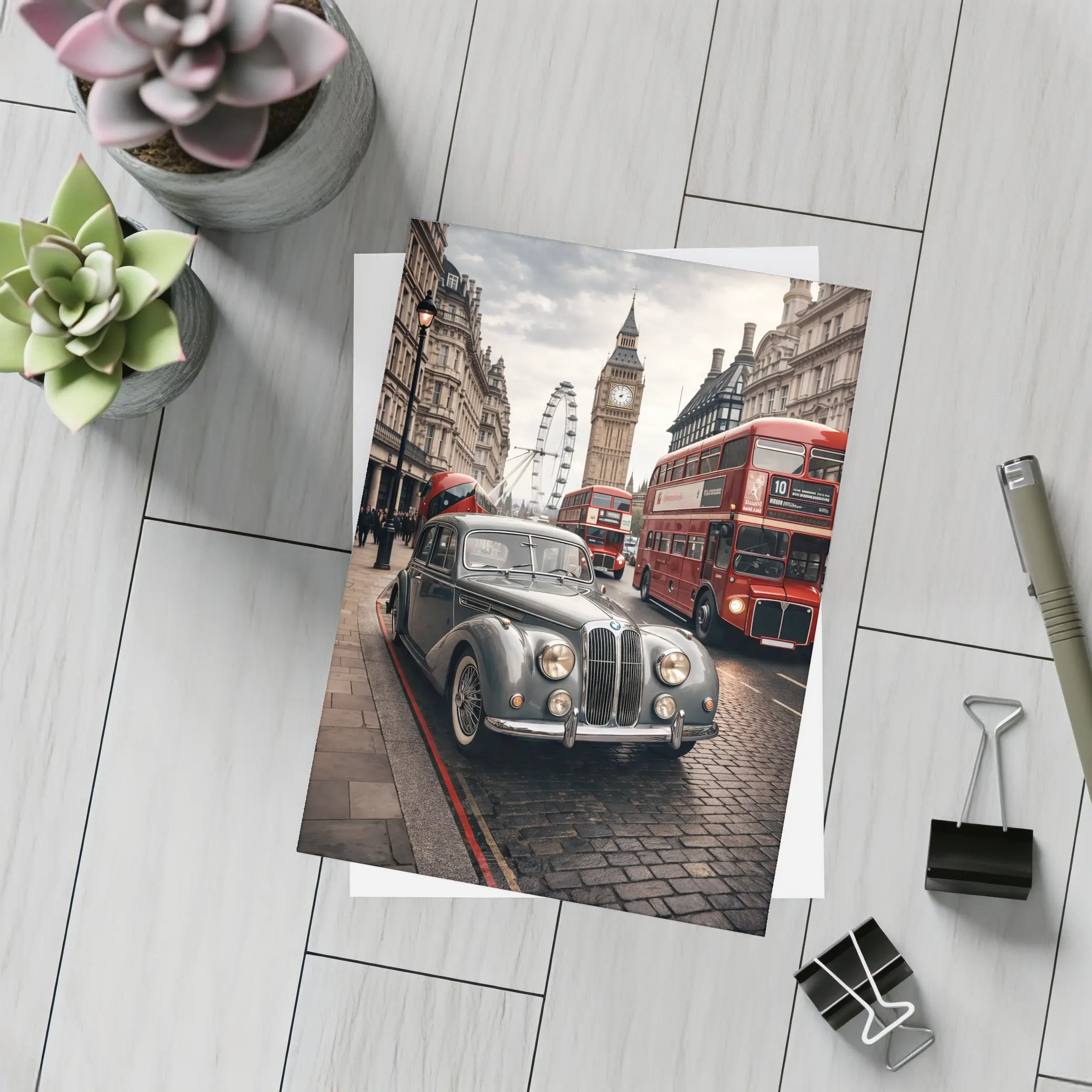 Classic Vintage BMW London Big Ben Street – Postcards