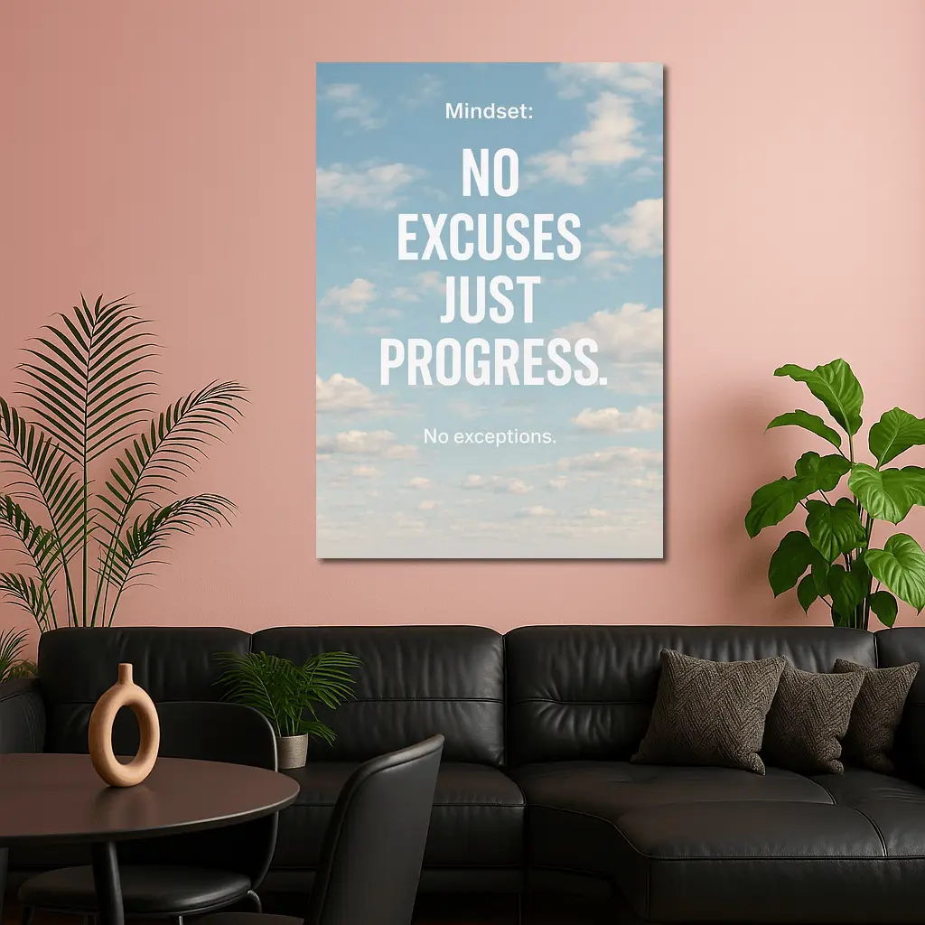 No Excuses Just Progress Sky Quote – Wall Art