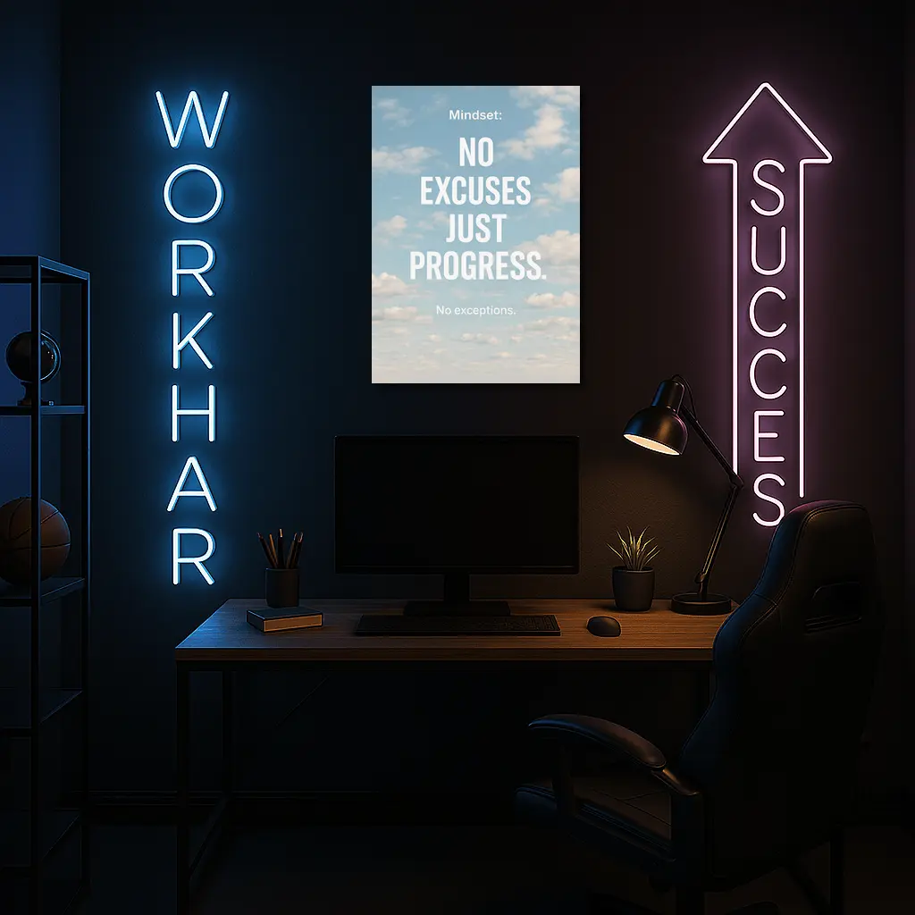 No Excuses Just Progress Sky Quote – Wall Art