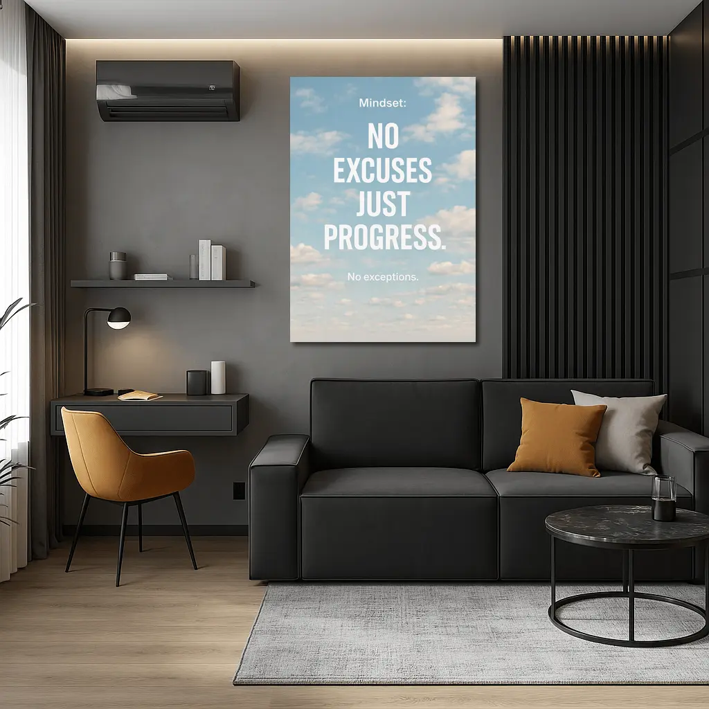 No Excuses Just Progress Sky Quote – Wall Art