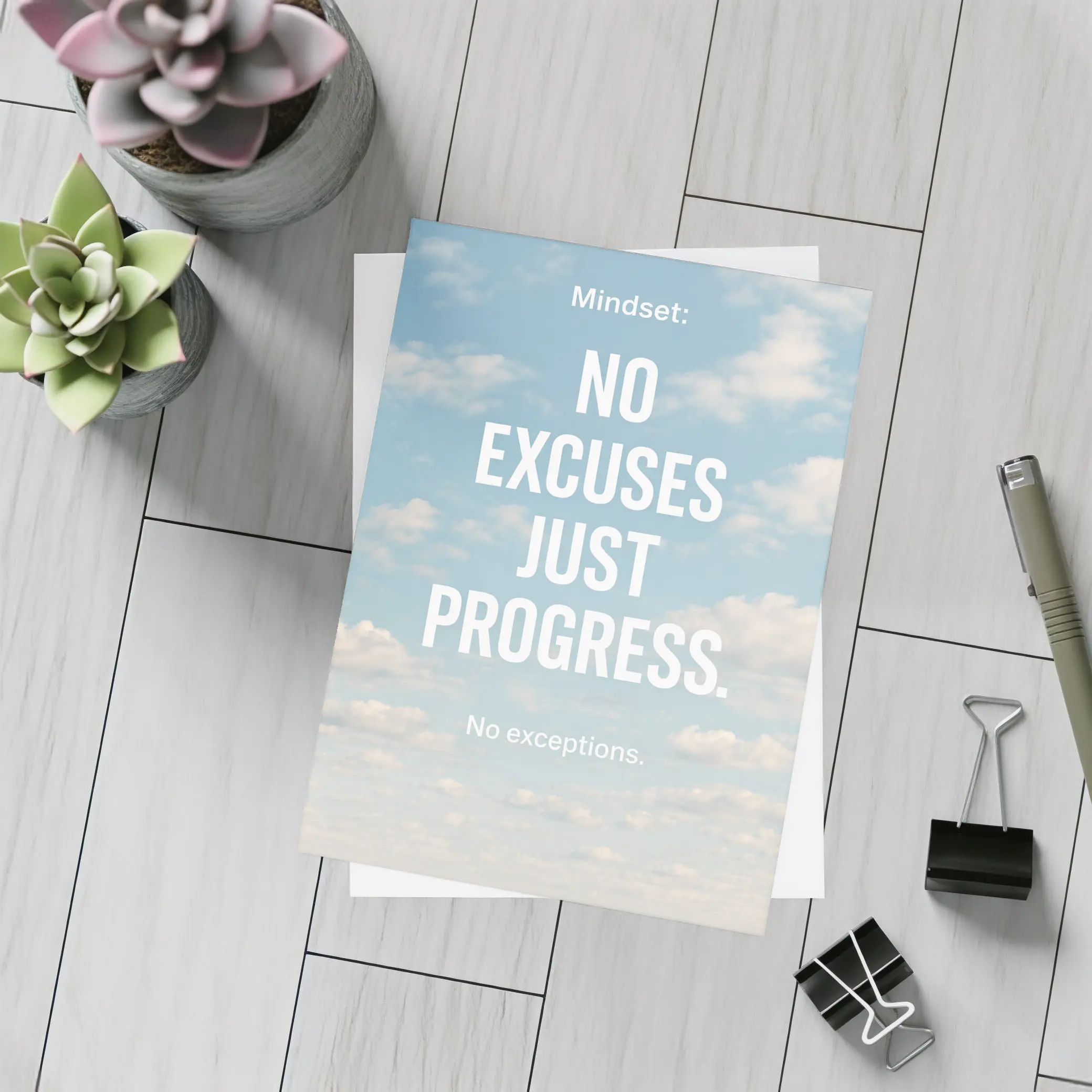 No Excuses Just Progress Sky Quote – Postcards