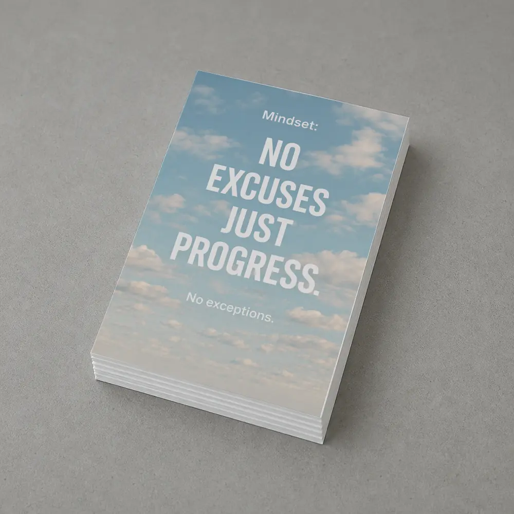 No Excuses Just Progress Sky Quote – Postcards