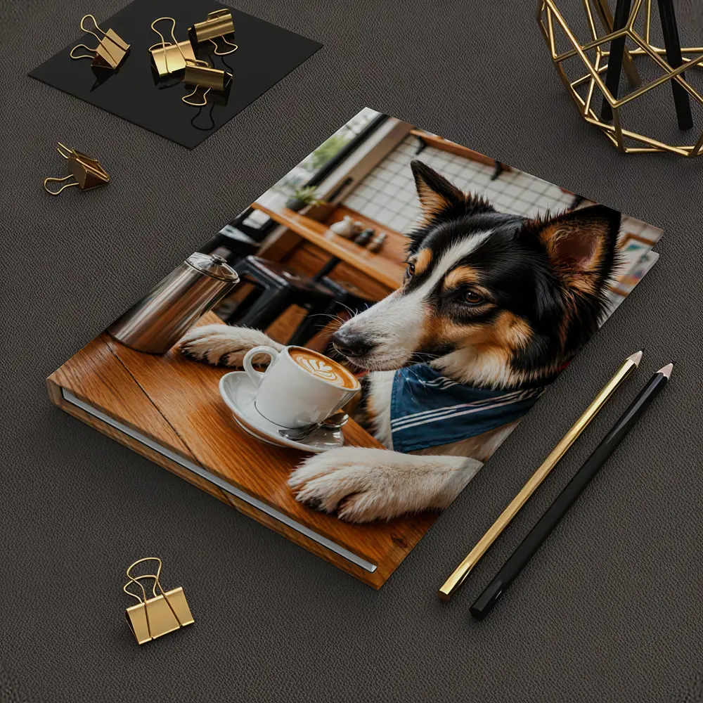 Border Collie Dog Relaxing in Coffee Cafe – Notebooks