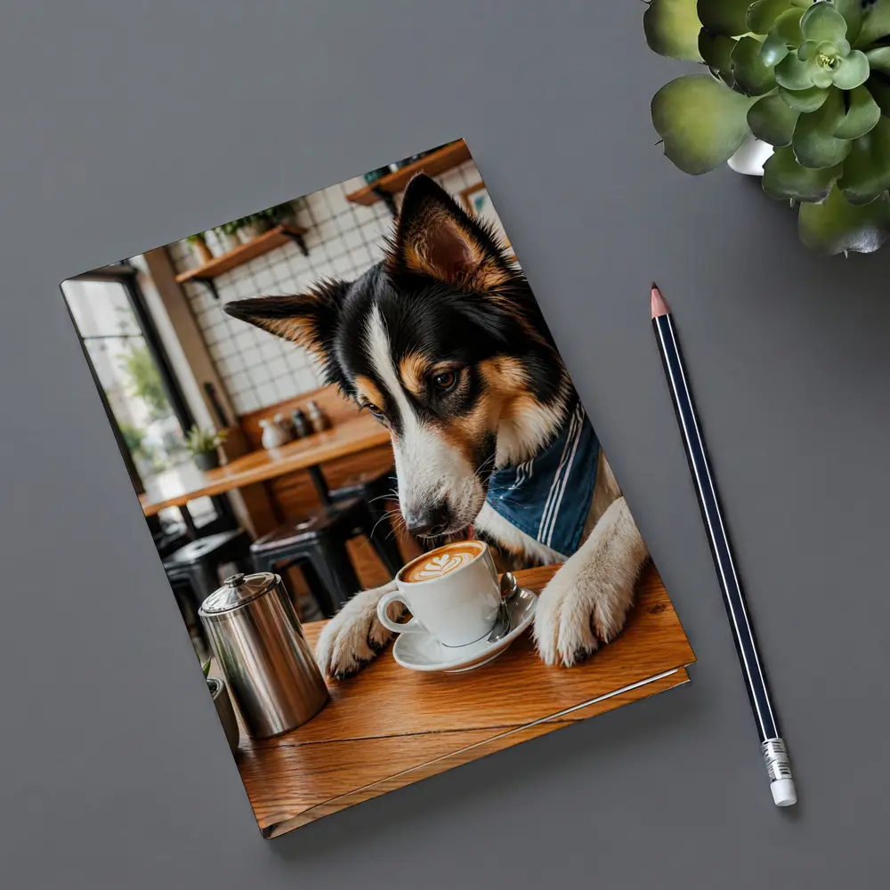 Border Collie Dog Relaxing in Coffee Cafe – Notebooks