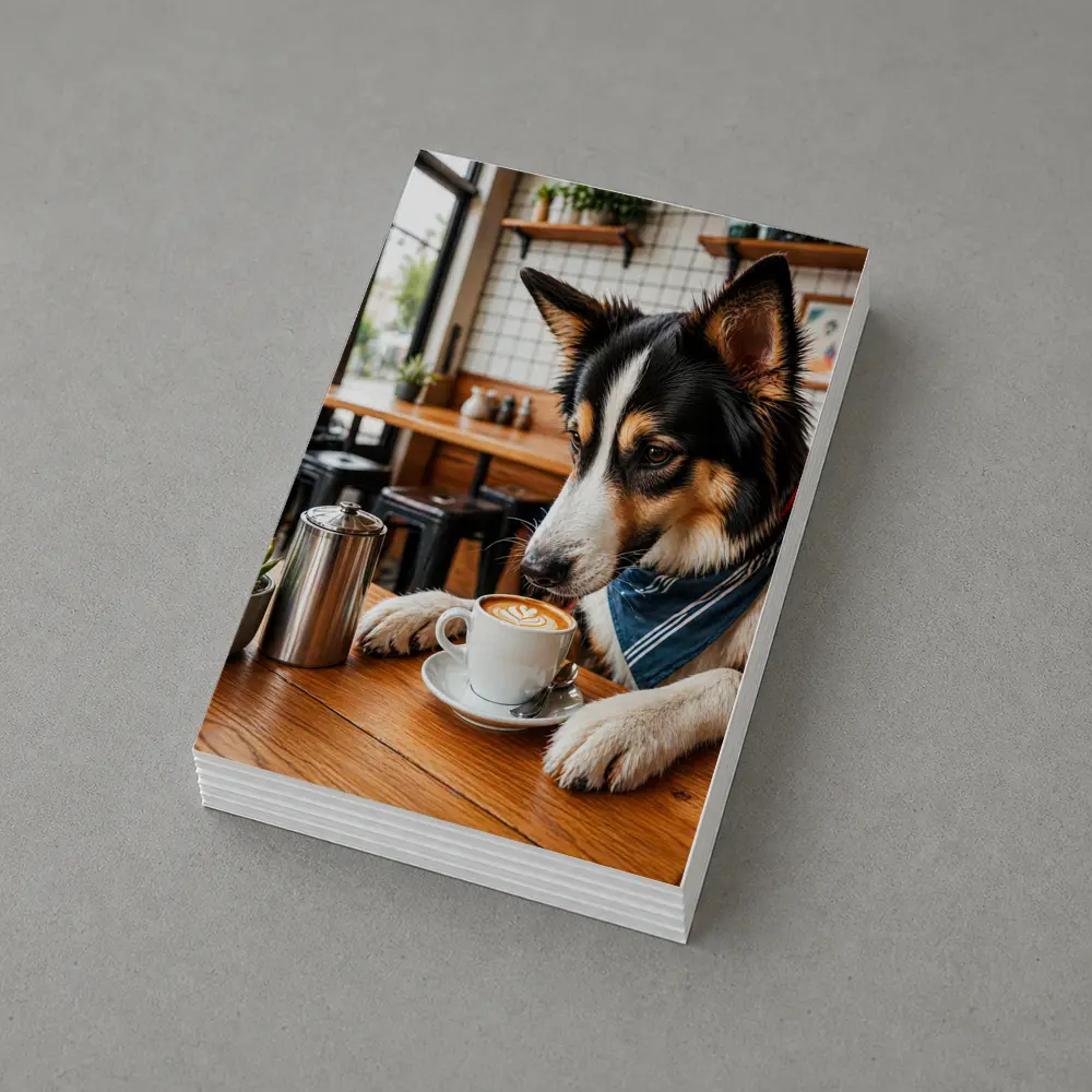 Border Collie Dog Relaxing in Coffee Cafe – Postcards