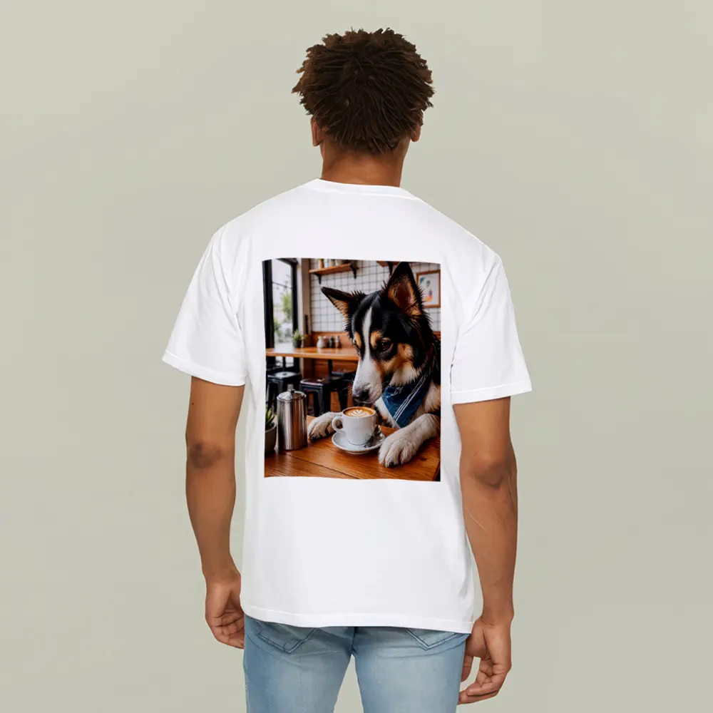 Border Collie Dog Relaxing in Coffee Cafe – T-Shirts