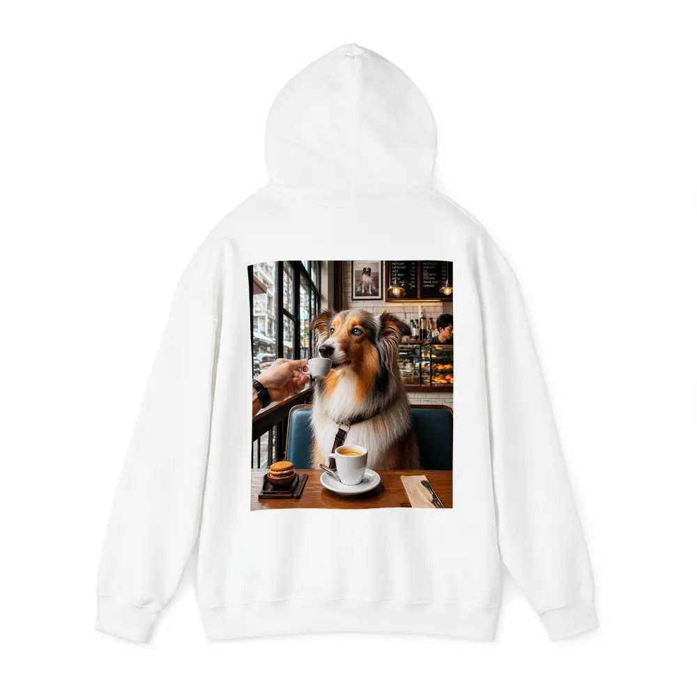 Australian Shepherd Dog Enjoying Coffee Cafe – Hoodies