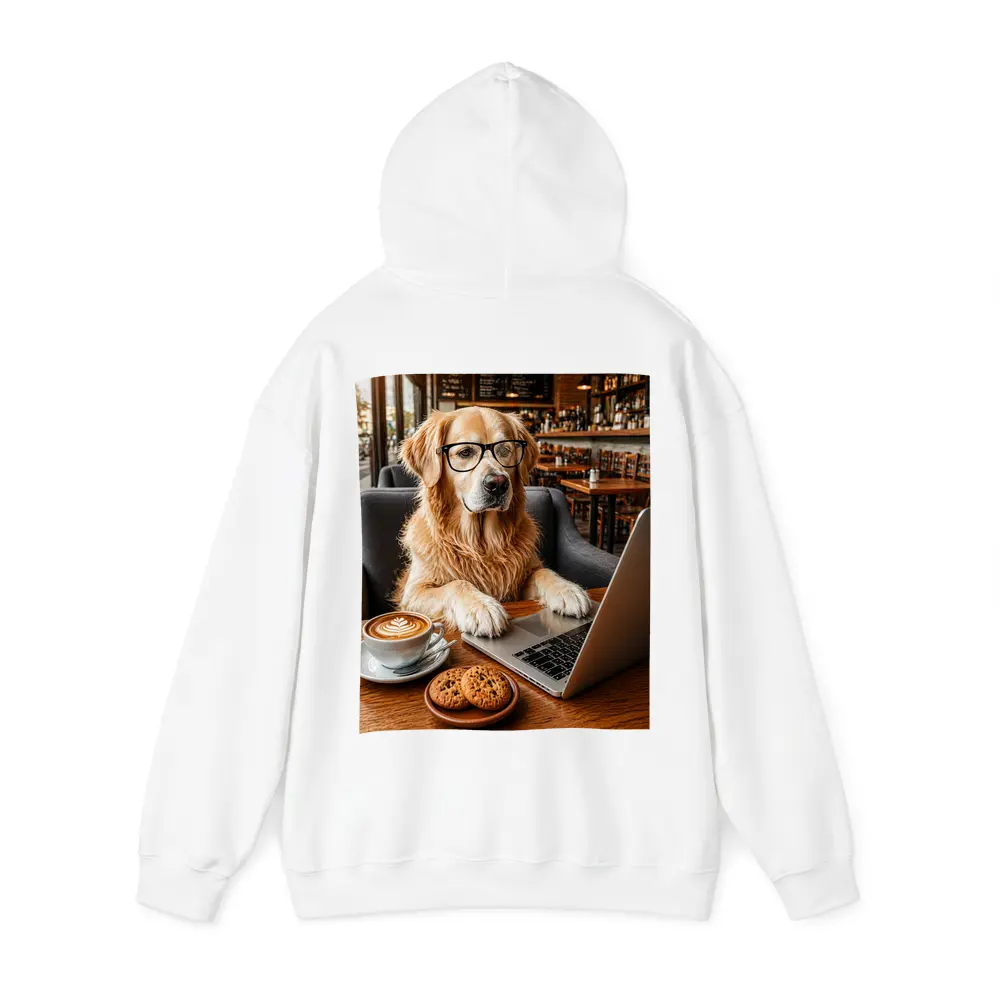 Golden Retriever Working in Coffee Shop – Hoodies
