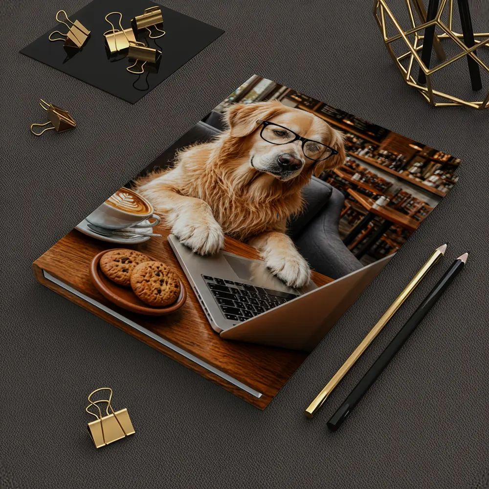 Golden Retriever Working in Coffee Shop – Notebooks